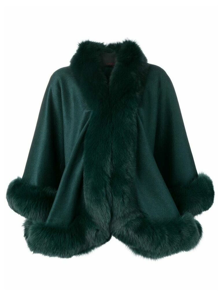 Liska oversized fur-trimmed coat - Green