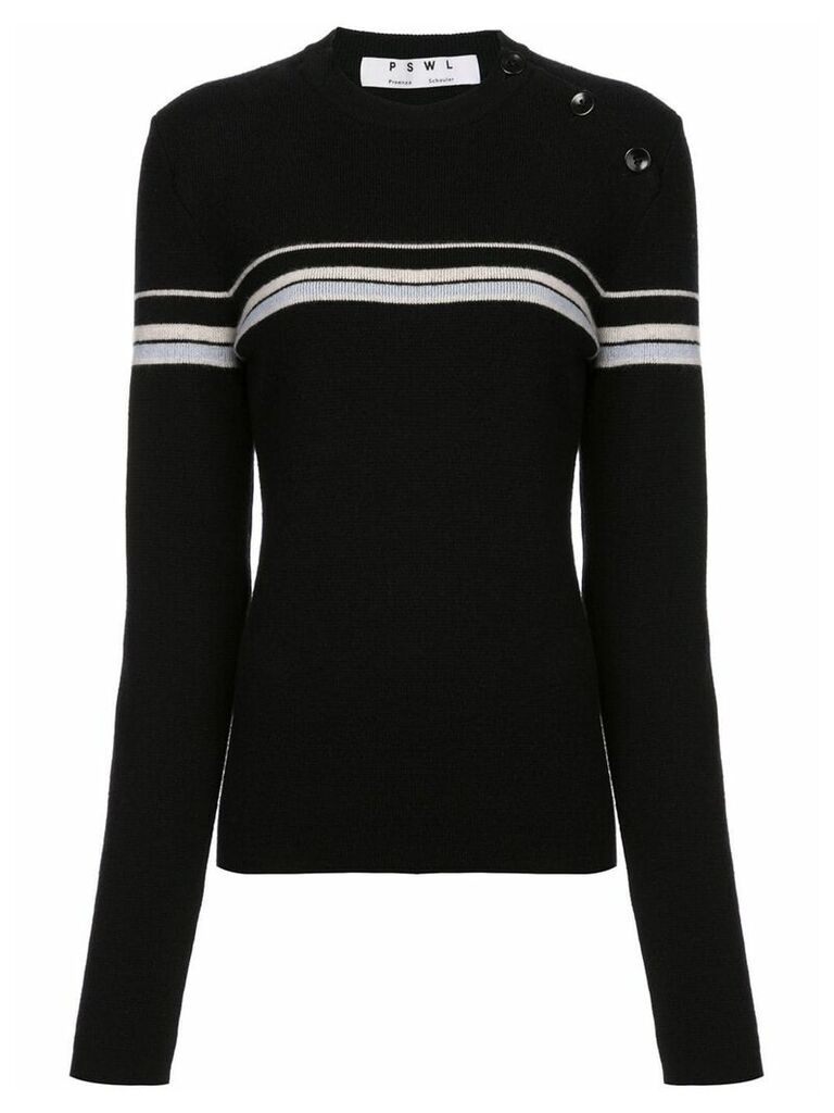 Proenza Schouler PSWL Merino Cashmere Stripe Sweater - Black