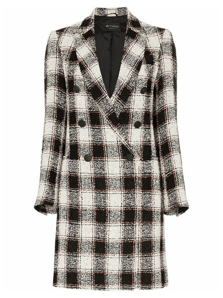 Etro woven check double-breasted coat - Black