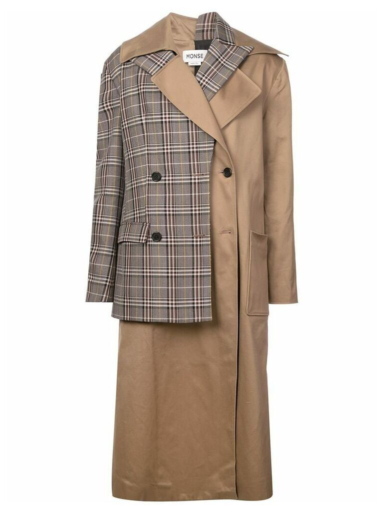 Monse layered double breasted coat - Brown