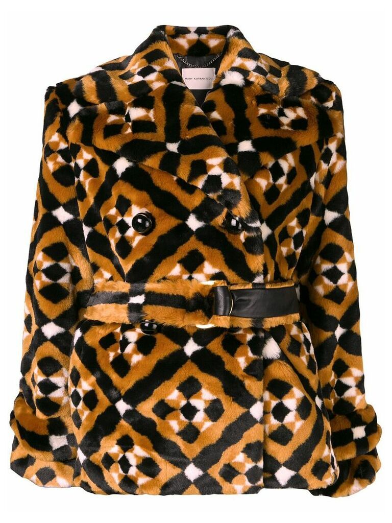 Mary Katrantzou Oates geometric pattern coat - Brown