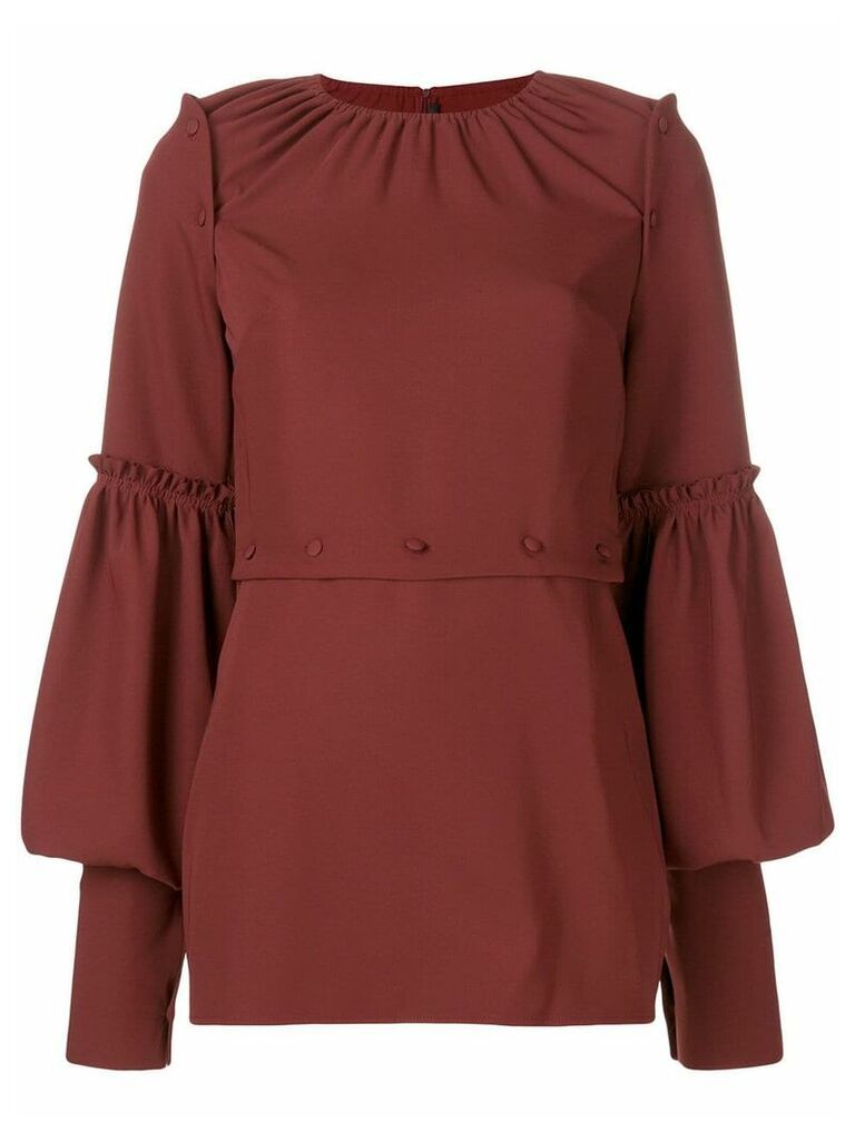 Rokh panelled ruffle trim blouse - Red