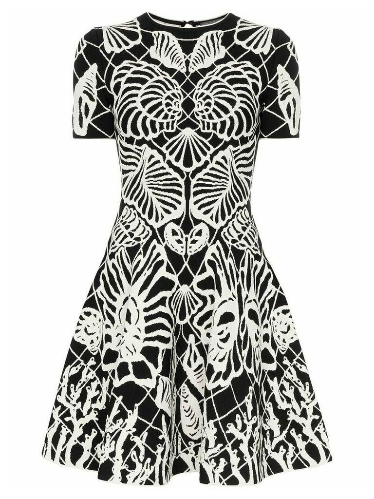 Alexander McQueen botanical print flared dress - Black