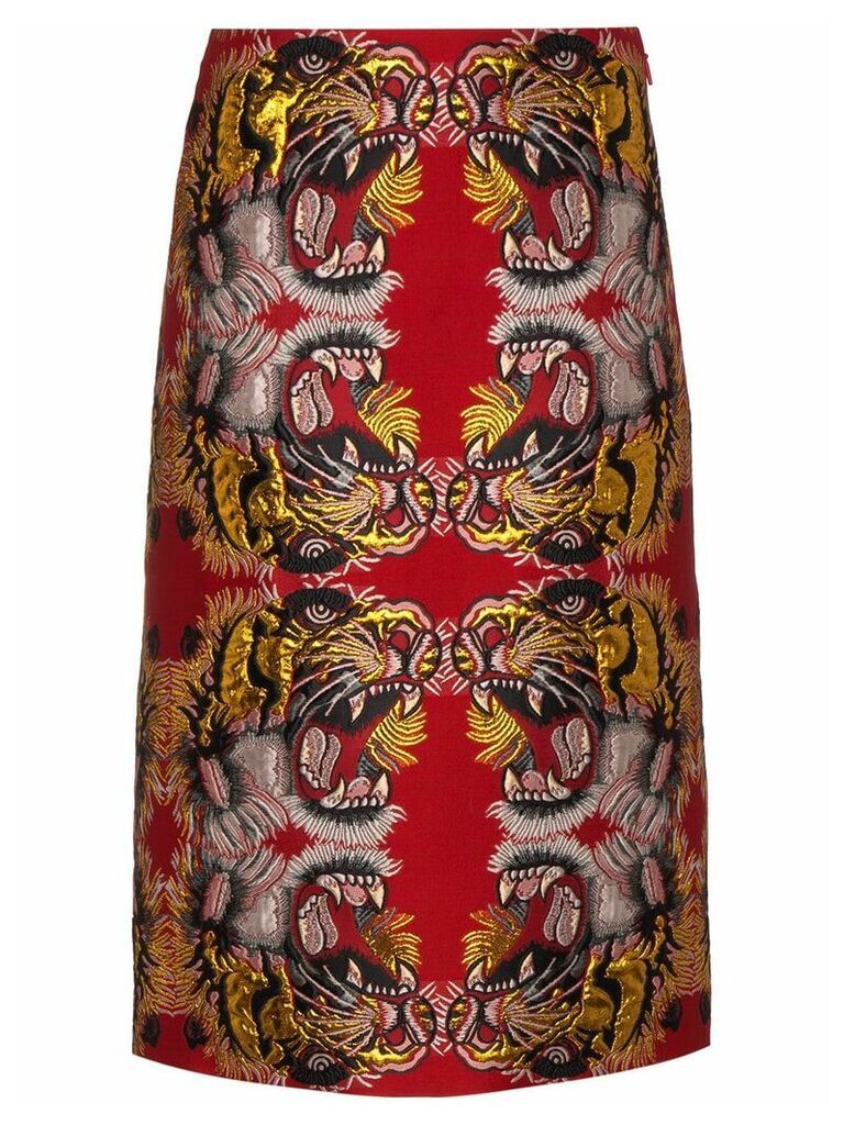 Gucci Lurex Jacquard Skirt - Red