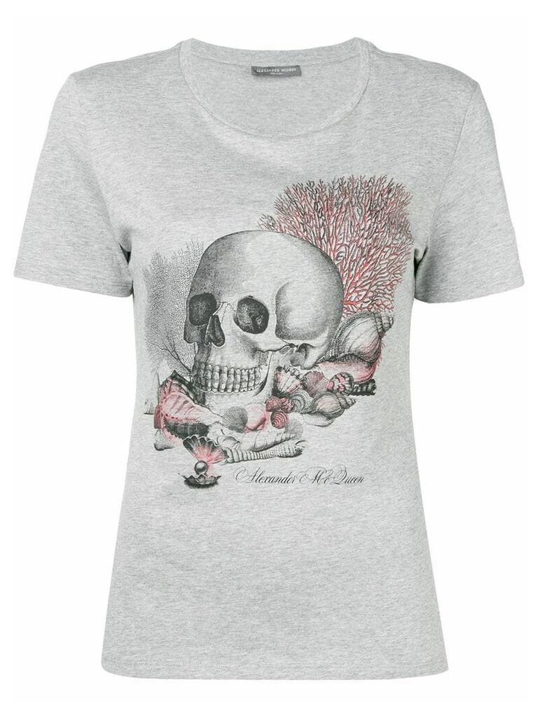 Alexander McQueen seashell skull print T-shirt - Grey