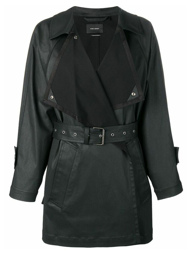 Isabel Marant belted faux-leather coat - Black