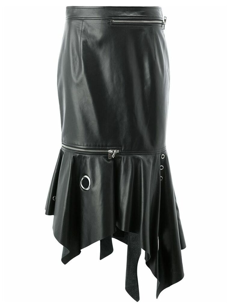 Monse grommet-details trumpet leather skirt - Black
