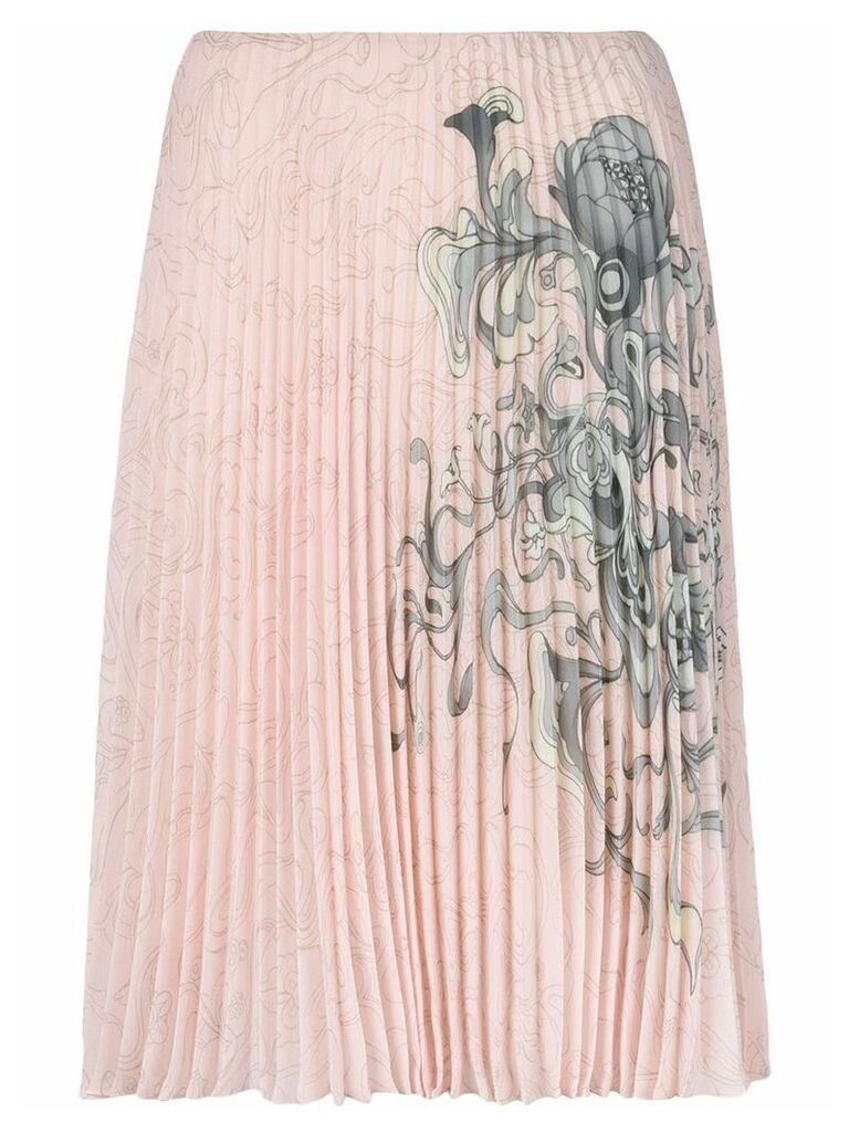 Prada pleated printed skirt - PINK