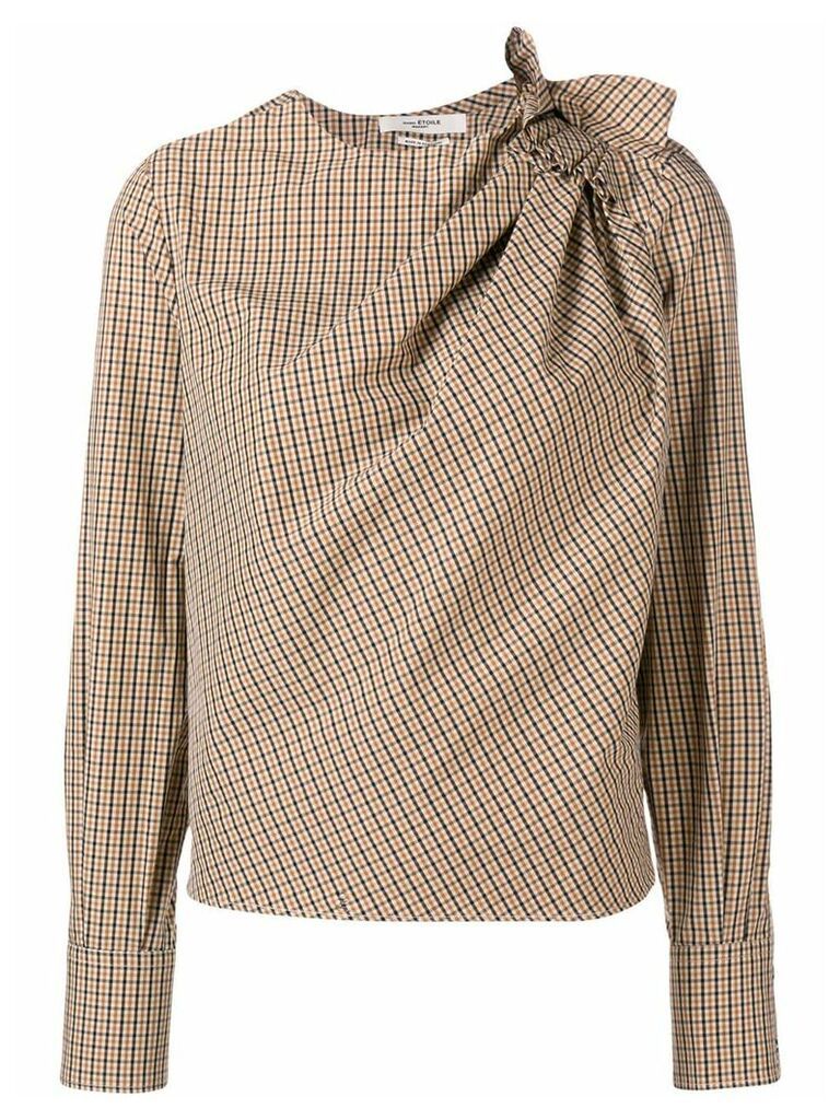 Isabel Marant Étoile checked ruched blouse - Neutrals