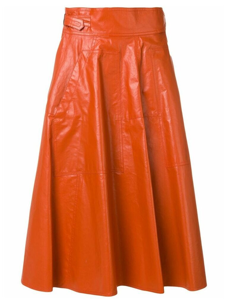 Bottega Veneta pleated A-line skirt - ORANGE
