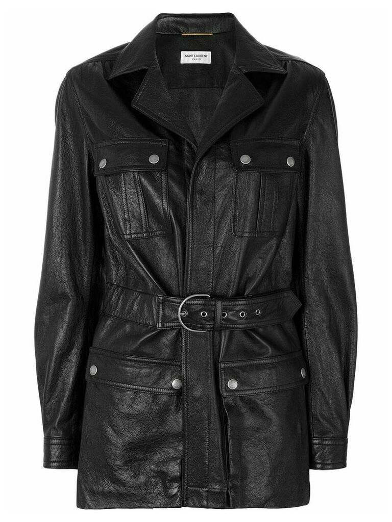 Saint Laurent belted coat - Black