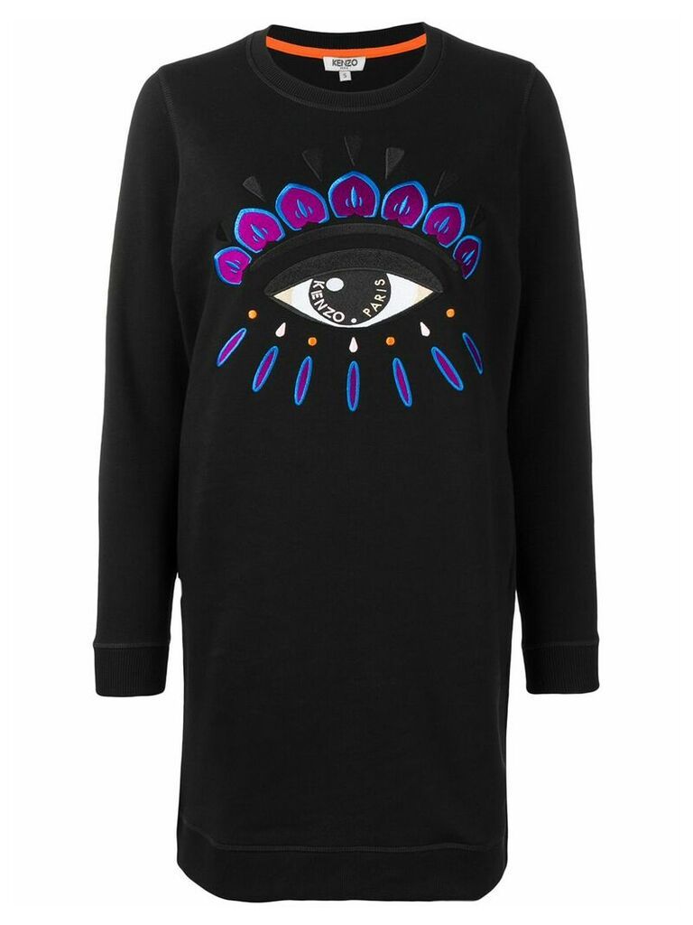 Kenzo eye embroidered sweatshirt dress - Black