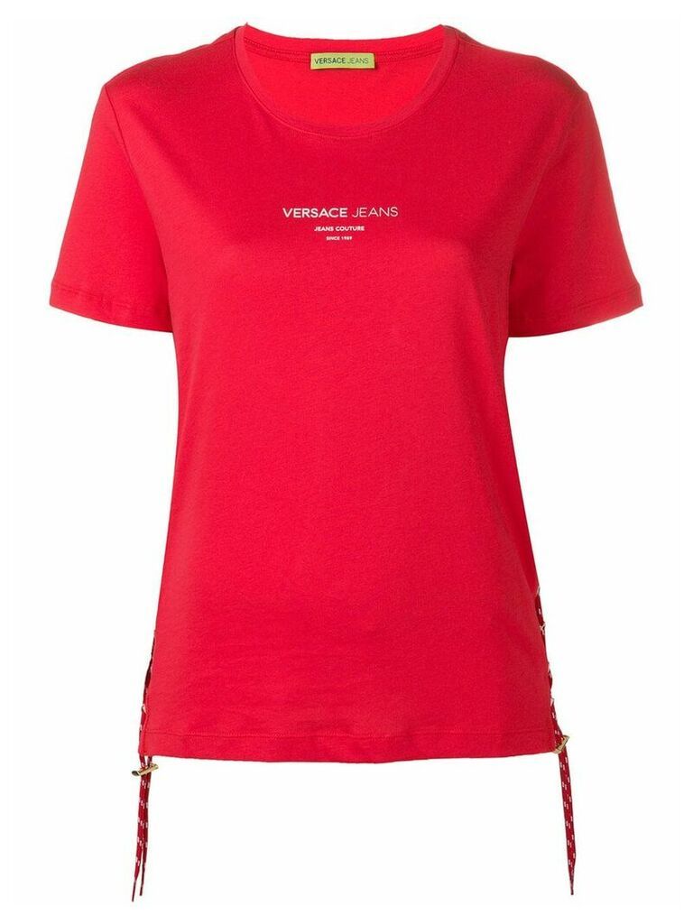 Versace Jeans Couture lace-up T-shirt - Red