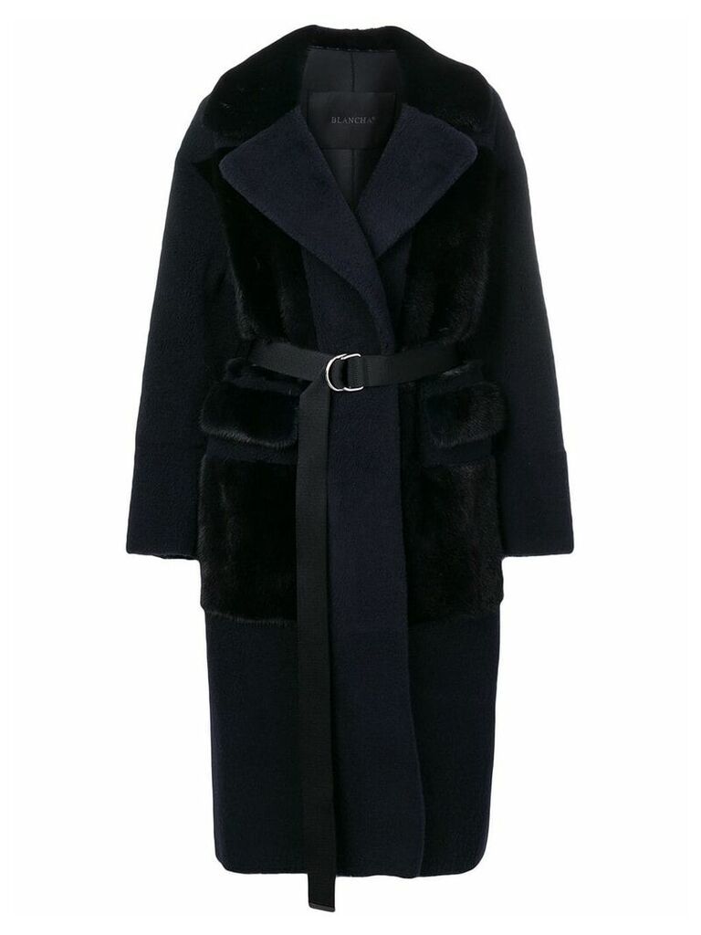 Blancha long oversized shearling coat - Blue