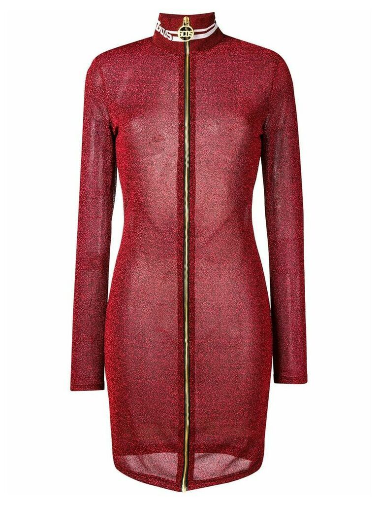 Gcds lurex fitted zip dress - Red