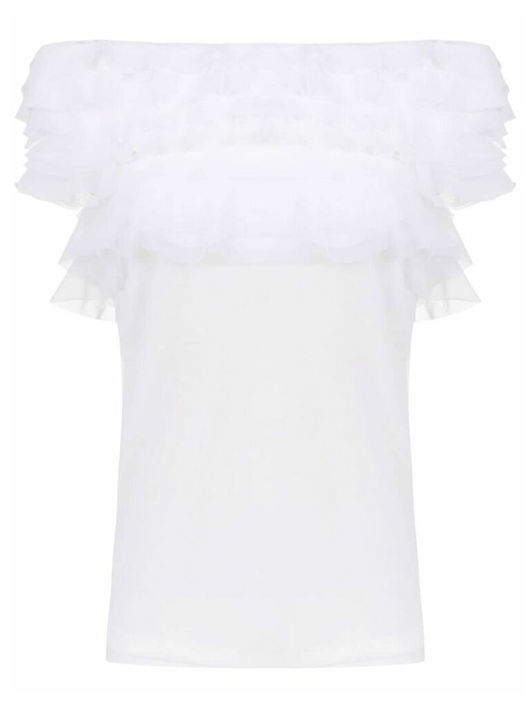 Gloria Coelho ruffled tulle blouse - White