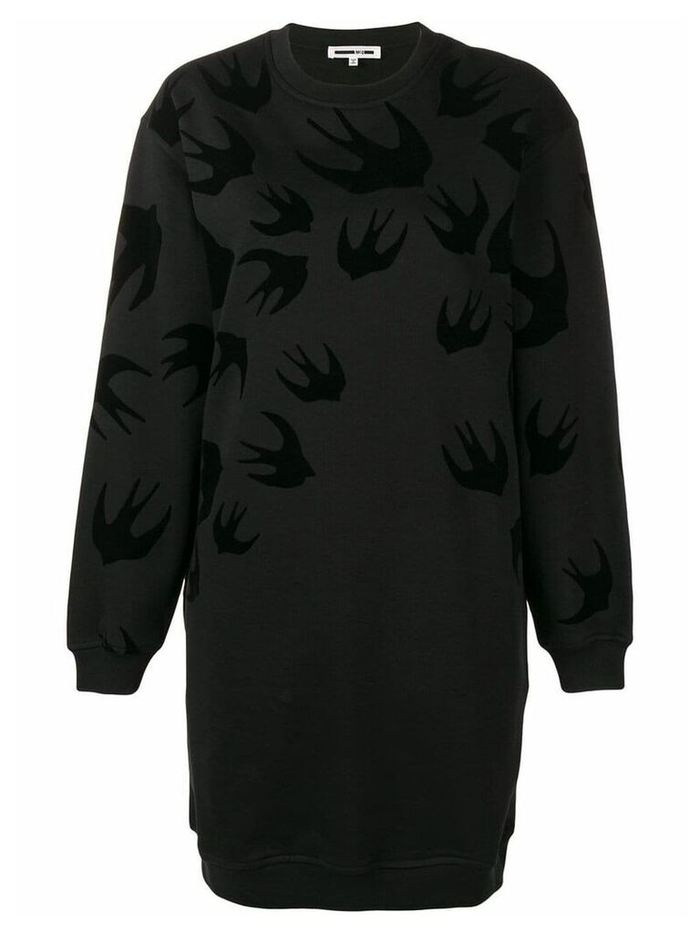 McQ Alexander McQueen Swallow print sweatshirt dress - Black