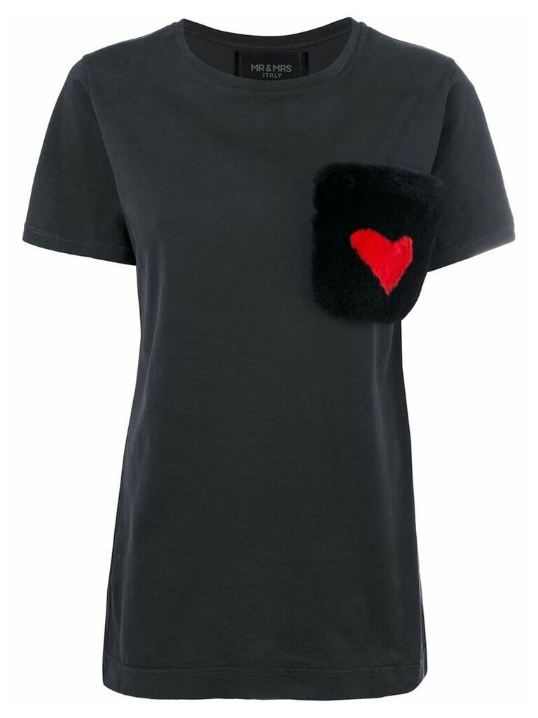Mr & Mrs Italy fur pocket T-shirt - Black