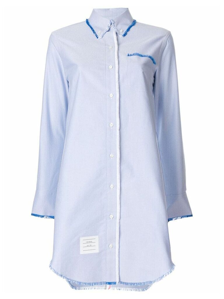Thom Browne Center-back Stripe Frayed Oxford Shirtdress - Blue