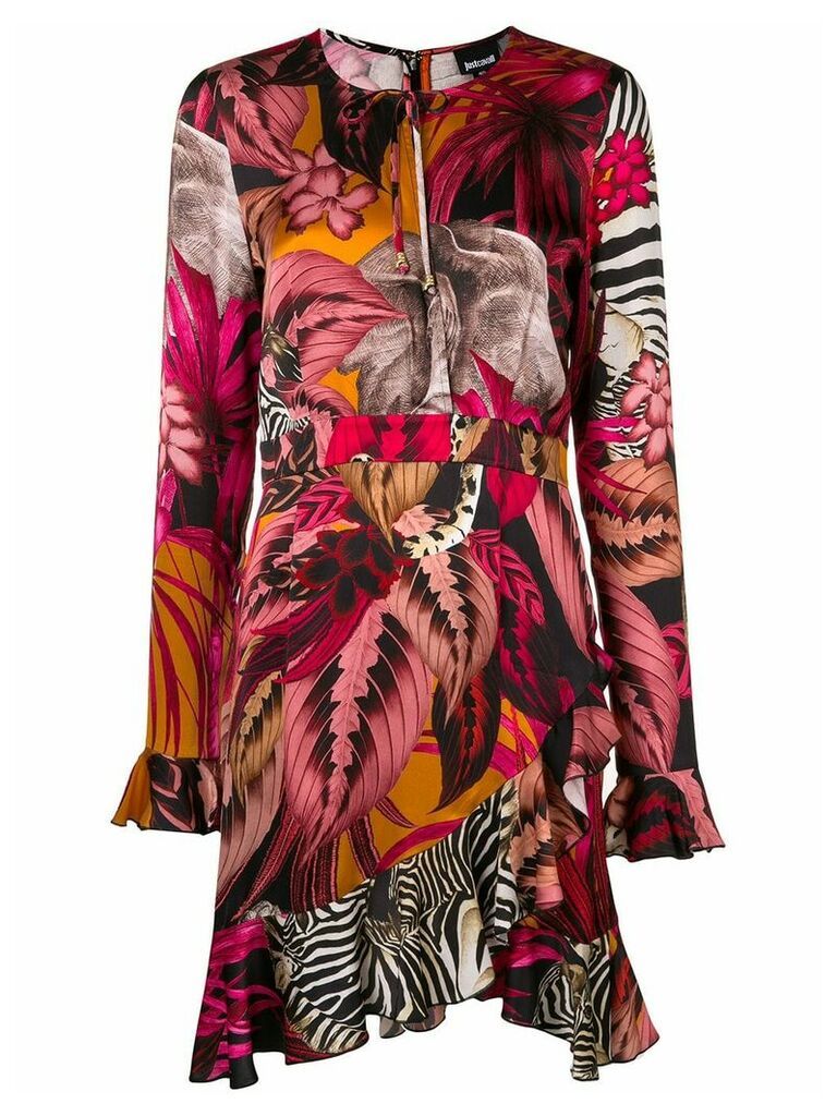 Just Cavalli asymmetric tropical-print dress - PINK