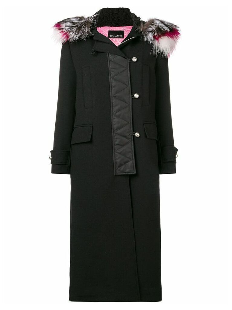 Ermanno Ermanno zipped up long coat - Black