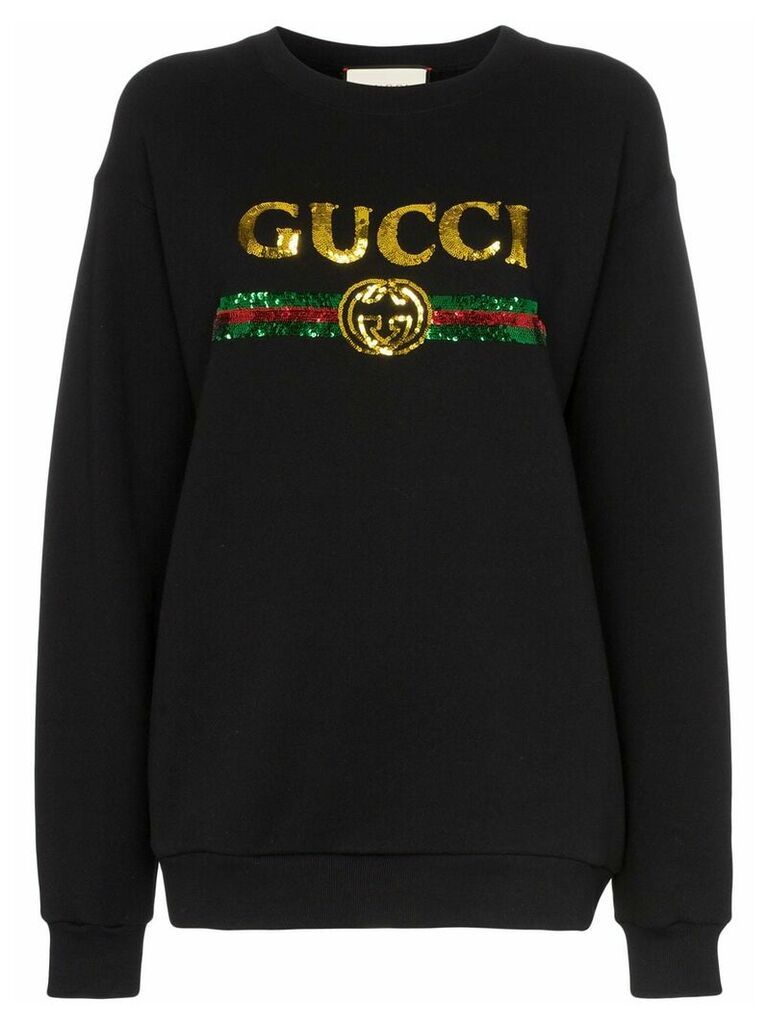 Gucci black sequin-embellished cotton sweatshirt