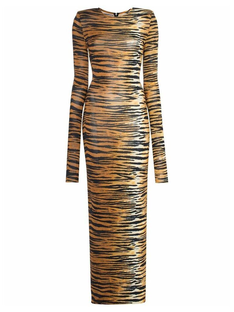 Alexandre Vauthier tiger print jersey dress - Brown
