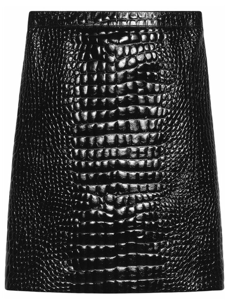 Gucci Crocodile print leather pencil skirt - Black