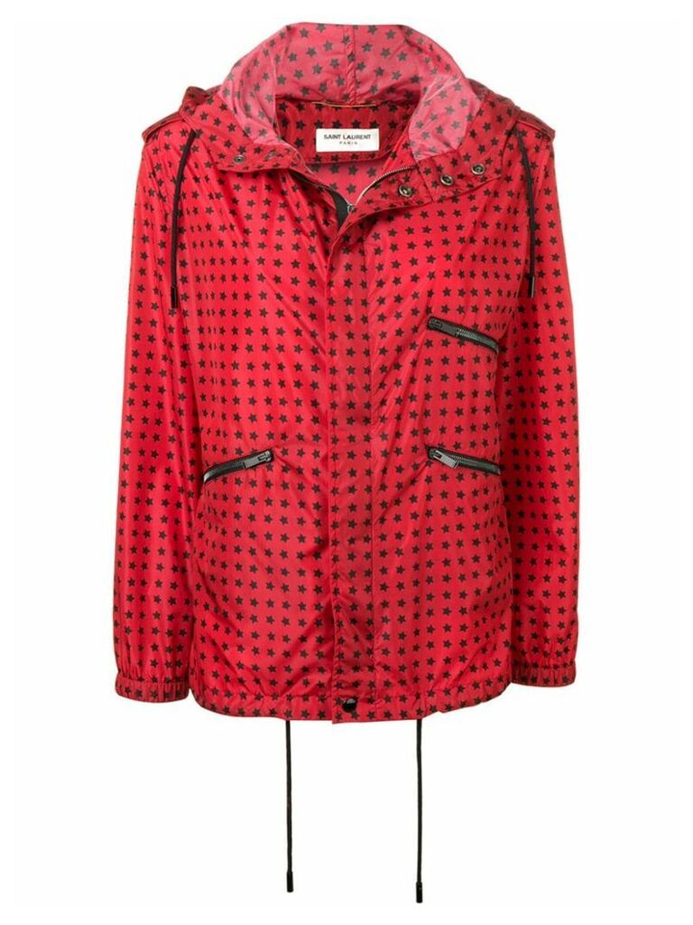 Saint Laurent star print hooded jacket - Red