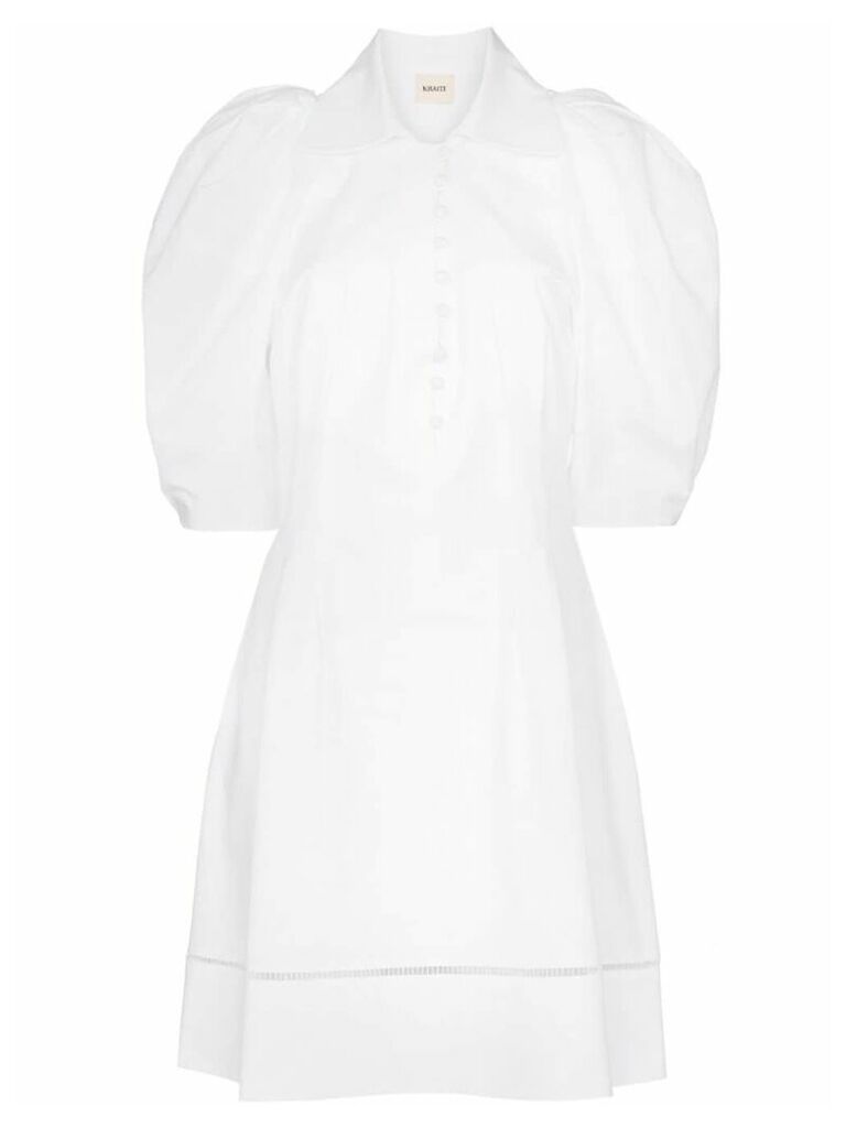 Khaite Carlina pouf-sleeve cotton shirtdress - White