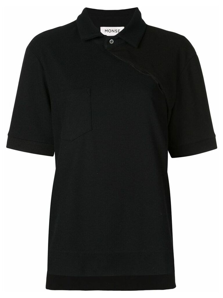Monse asymmetric buttoned polo shirt - Black