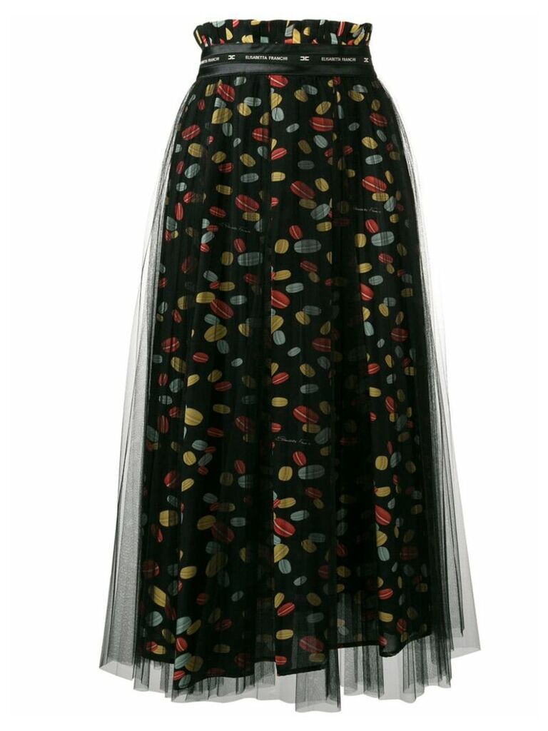 Elisabetta Franchi midi skirt with macarron print - Black