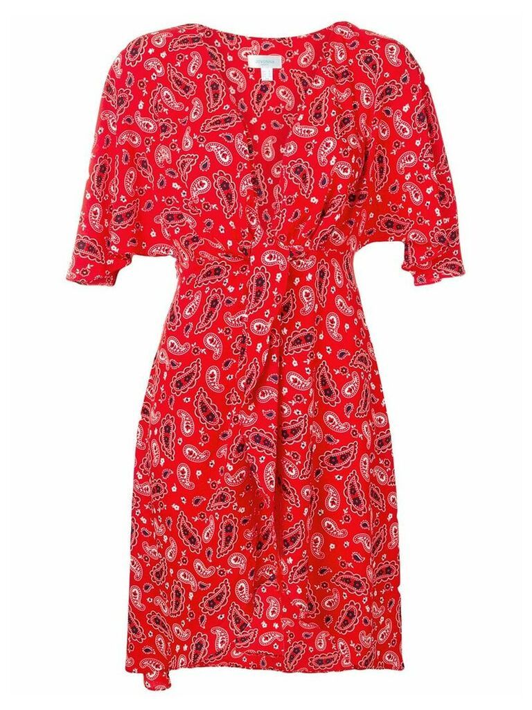 Jovonna paisley print plunge wrap dress - Red