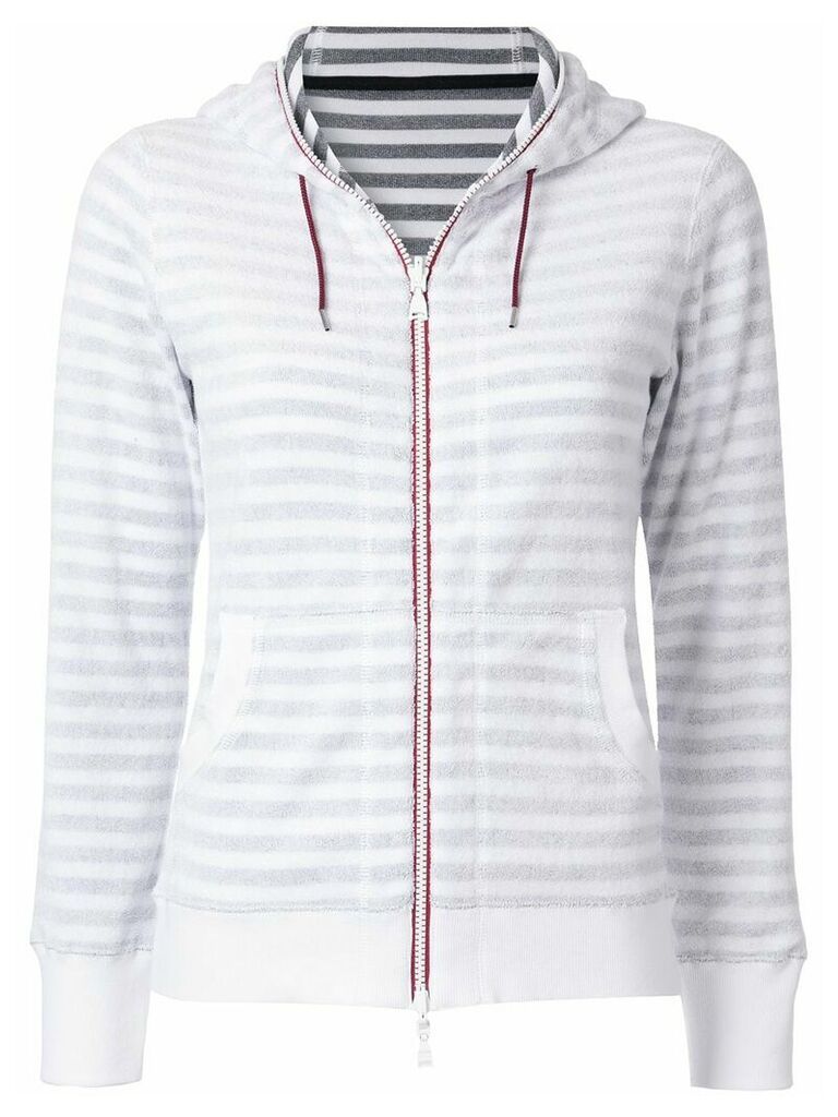 Loveless striped zip fleece hoodie - White