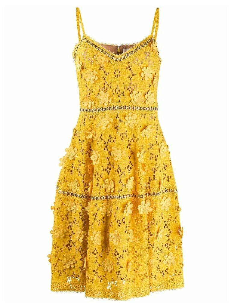 Michael Michael Kors floral appliqué lace dress - Yellow