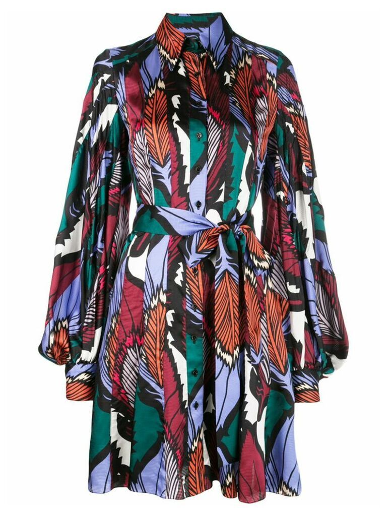 Carolina Herrera feather printed shirt dress - Multicolour