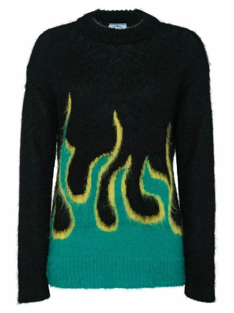 Prada flame intarsia sweater - Black