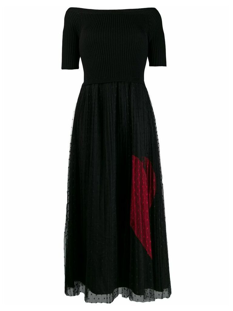 RedValentino heart netted skirt dress - Black