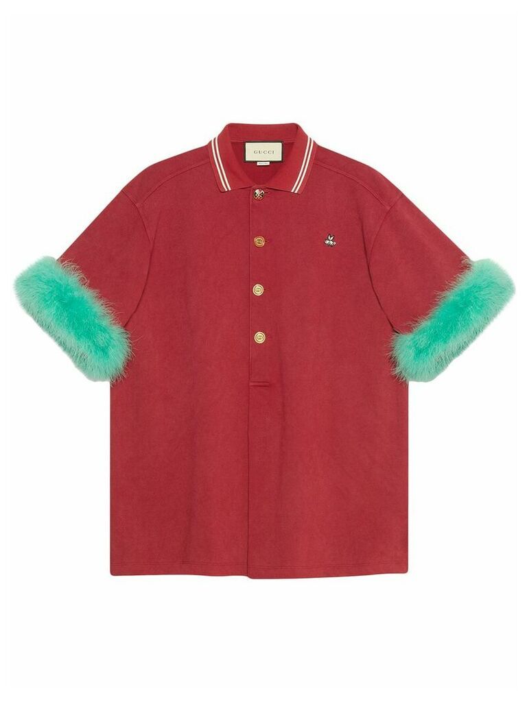 Gucci Oversize cotton polo shirt with feathers - Red