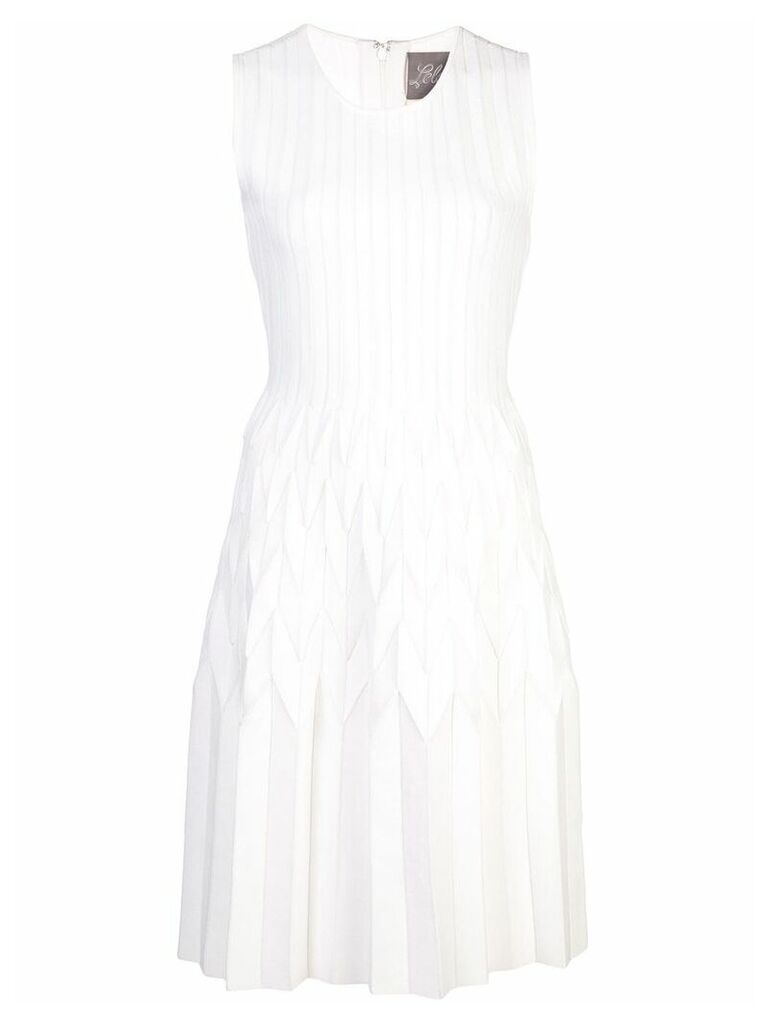 Lela Rose Chevron pleated dress - White