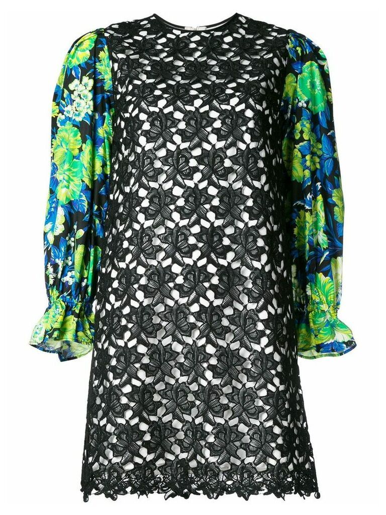 MSGM floral sleeve mini dress - Black