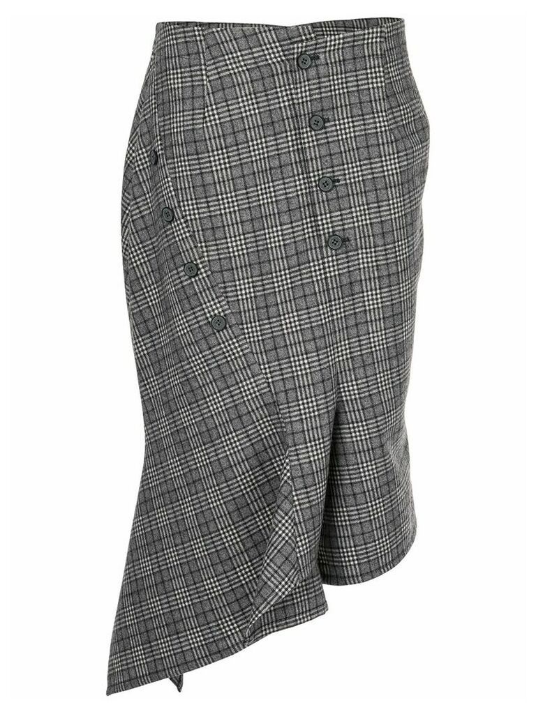 Dawei asymmetric check skirt - Grey