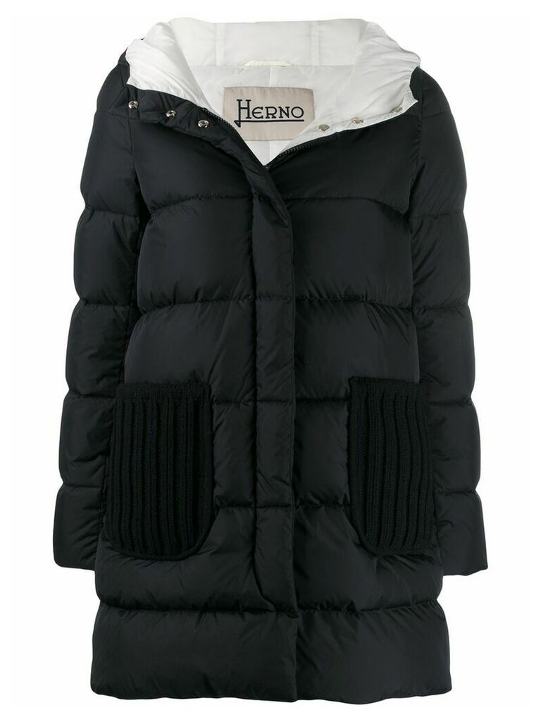 Herno padded coat with knit details - Black