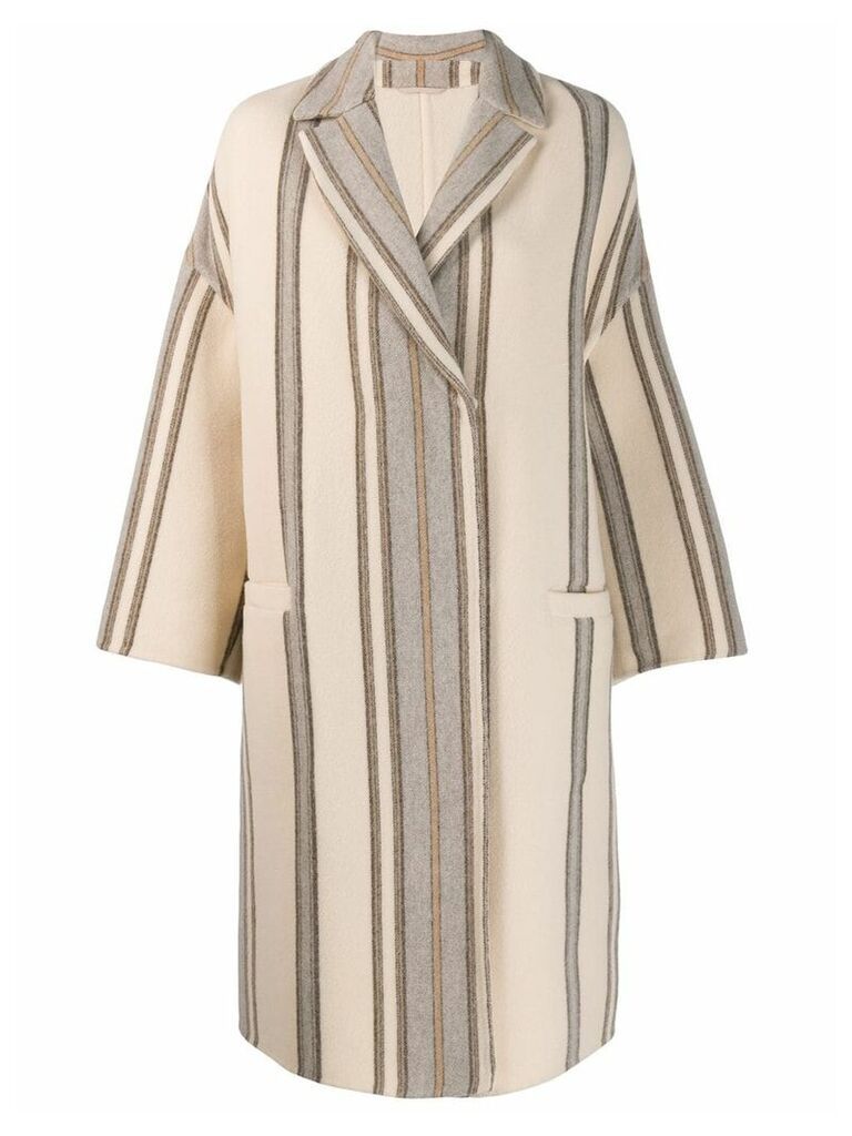 Brunello Cucinelli striped print coat - NEUTRALS