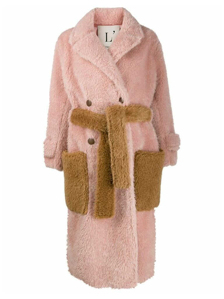 L'Autre Chose oversized faux-fur coat - PINK