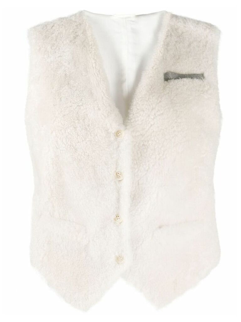 Brunello Cucinelli textured tailored waistcoat - White