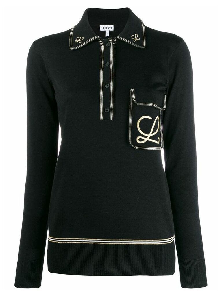 Loewe embroidered L polo shirt - Black
