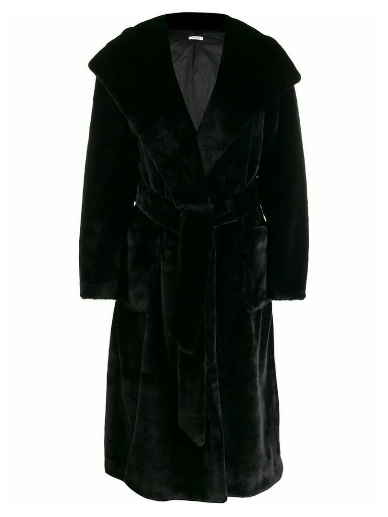 P.A.R.O.S.H. belted faux-fur coat - Black