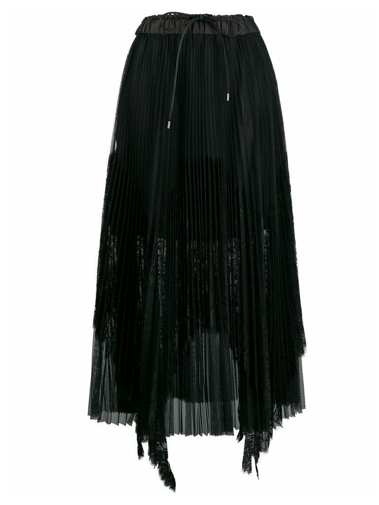Sacai pleated lace skirt - Black