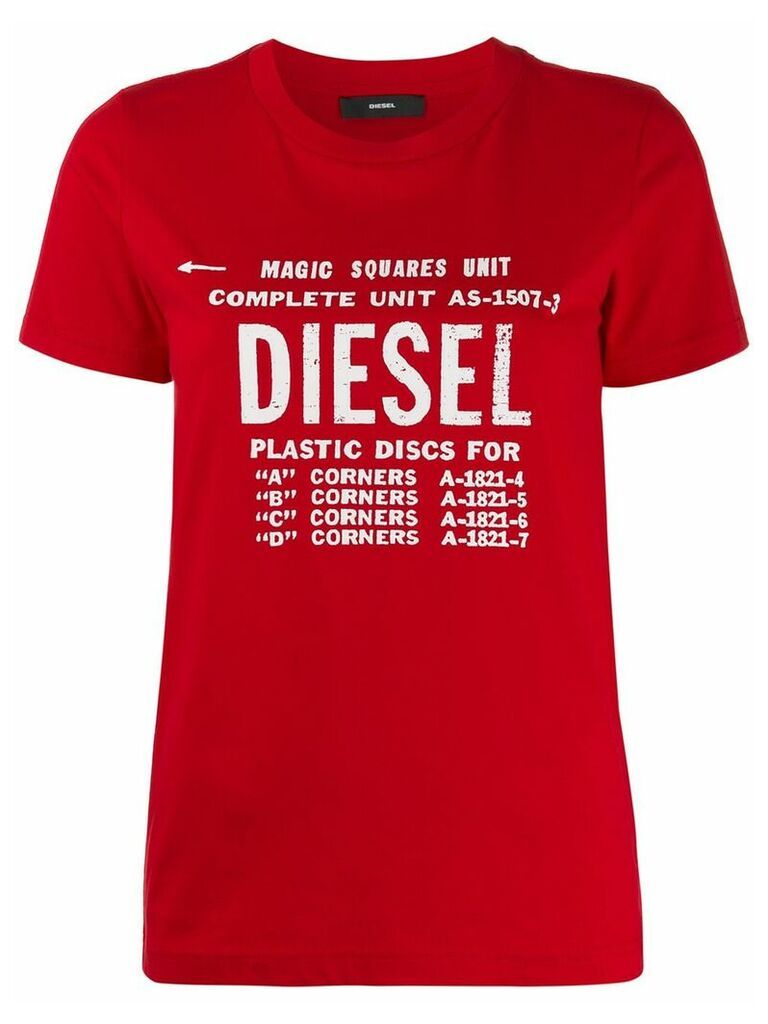Diesel faded logo print T-shirt - Red